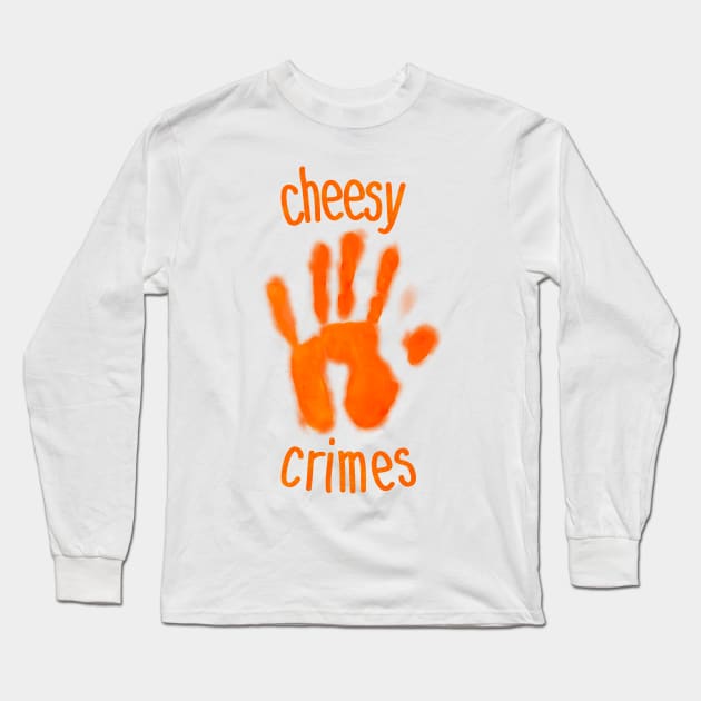 Cheesy Crimes Orange Handprint Long Sleeve T-Shirt by wildjellybeans